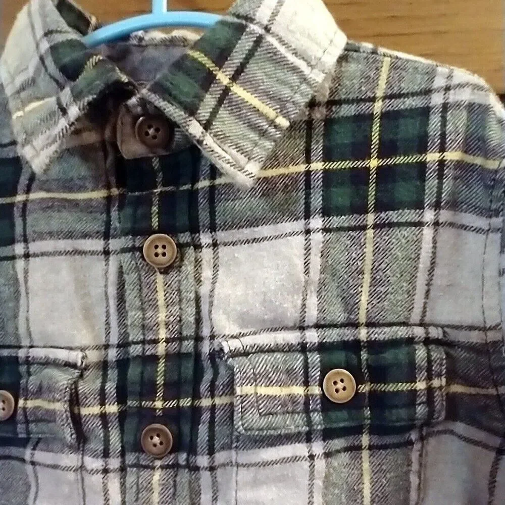 Gymboree Boys Green Plaid Flannel Shirt Small